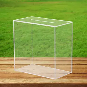 Clear Acrylic Wedding Card Box Large DIY Card Boxes with   Text Stickers Gift Money Box Holder for Wedding Reception Anniversary Birthday Party Baby Shower Graduation Decorations