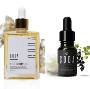 Goda Silk Body Oil - 1.79 liters in size. It features a lightweight fragrance formula that combines the scents of vanilla, lavender, and cocoa, helping to keep the skin firm and smooth throughout the day. A bottle of perfume is included as a gift.