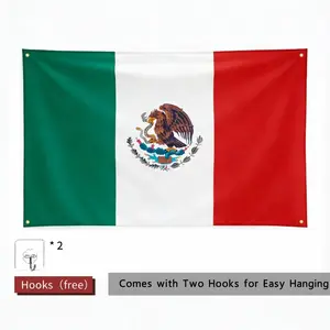 3x5 FT Bandera de México Flag Durable Polyester Fabric with Brass Grommets Double-Stitched Edges for Vibrant Colors Perfect for Mexican Celebrations Independence Day Cinco de Mayo