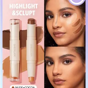 SHEGLAM Color & Sculpt Stick - Mocha & Champagne 2 In 1 Contour Dual Head Highly Pigmented Non-Fading Dual-Use Highlighter Contouring Brightening Pro Contour Black Friday Winter Contour & Bronzer