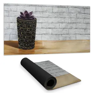 Begin Home Decor C1DM1531MEWCX7 16 x 32 in. Succulent in A Pot Desk Mat - Brown Botanical Home Decor