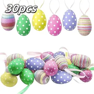 30 Easter Hanging Eggs, Colorful Paper Easter Eggs, Easter Tree Decorations, Party Birthday Home Decoration Indoor Supplies, Home Decor Ornament