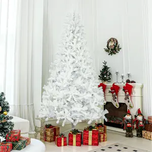 9ft Unlit Artificial White Christmas Tree, Home & Holiday Decor with 2132 Branch Tips, Auto-Open Function, and Steel Base