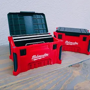 Milwaukee Packout Business Card Holder - Mini 3D Printed Replica - Red & Black Desk Organizer