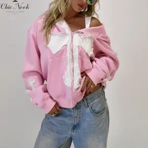 Women‘s Hoodies Y2K Full Zip Up Sweatshirts Jackets With Pocket Casual Comfy Tops Fall Outfits