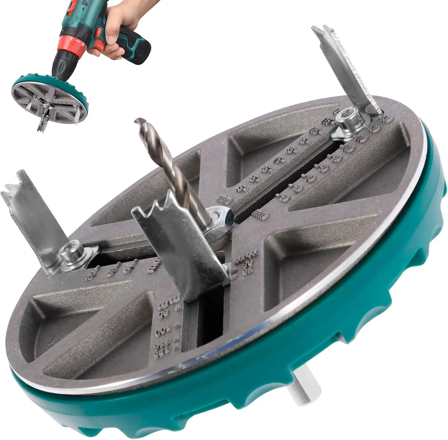 Adjustable Round Hole Saw - Diameter 45-130mm, Punching Saw Tool for Wood, Plywood & Plastic (3 Blades)