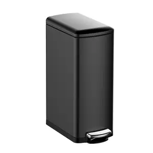 Slim Stainless Steel Trash Can – 8 Gallon, Soft-Close Step Pedal, Removable Inner Bucket – Fingerprint-Resistant, Modern Space-Saving Waste Bin for Kitchen, Bathroom, Office, Laundry Room
