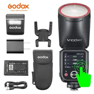 Godox V100-N V100 N 100W Round Head Touchscreen Flash for Nikon, TTL/HSS 1/8000s Speedlite, 2.4G Wireless, 400 Full Power Flashes 1.7s Recycle, 10-Level LED Modeling Lamp (USA Version)