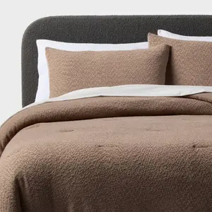 Full/Queen Boucle Comforter Set Brown - Threshold