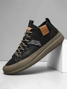 Men's New Sport Shoes, Fashionable Trendy Comfortable Lightweight Soft Sole Business Driving Shoes, Lace-Up Casual PU Leather Boots