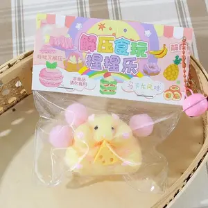 Squishy Toy Mushy Silicone Mochi Toy Fuzzy Cute Hamster Handmade Fidget Toy Stress Relief Relaxing Gift for Kids and Adults
