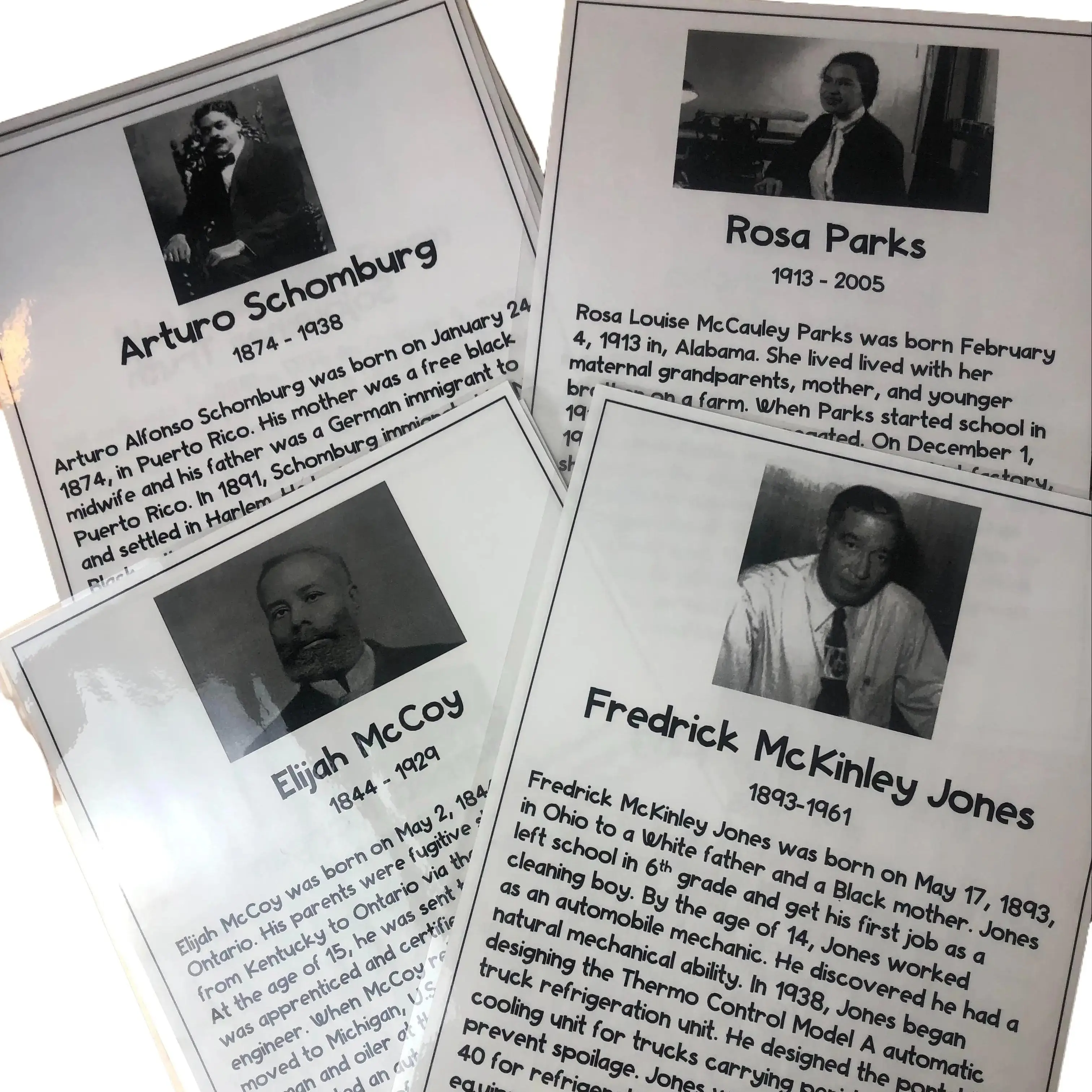 Faith in Literacy Black Figures in History Artistic Wall Decoration Poster Set - Bundle Packs 1+2 (2 Packs), 15 Inspirational English Photo Prints with Biographical Text, for Classroom Education, Black History Month