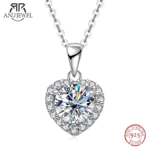 AnuJewel  1ct D Color Heart Moissanite Pendant  925 Sterling Silver 40+2+3cm Necklace Wedding Jewelry Wholesale