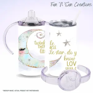 Twinkle Twinkle Little Star 12oz Toddler Tumbler with Sippy & Straw Lid - Moon & Stars Reusable Drinkware Cup - Flasks