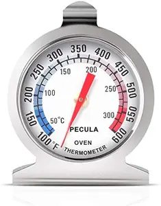 Oven Thermometer 50-300°C/100-600°F, Oven Grill Fry Chef Smoker Analog Thermometer Instant Read Stainless Steel Kitchen Cooking Thermometer
