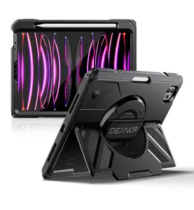 Dexnor Case for iPad Pro 11 inch 4th/3rd/2nd/1st Gen (2022/2021/2020/2018),Rugged Protective Case with 360° Rotating Hand Strap & Stand & Screen Protector & Pencil Holder Shockproof Bumper Cover
