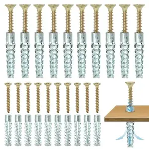 【 M6 x 30mm 100Pcs 】Galvanized Durable Metal Material Serrated Steel Self Tapping Screws Metal Expansion Tube Pipe Drilling Plug for Concrete Wall Anchors Fastener Bolt Kit, men's cool gadgets, fun gadgets for men, couple gifts