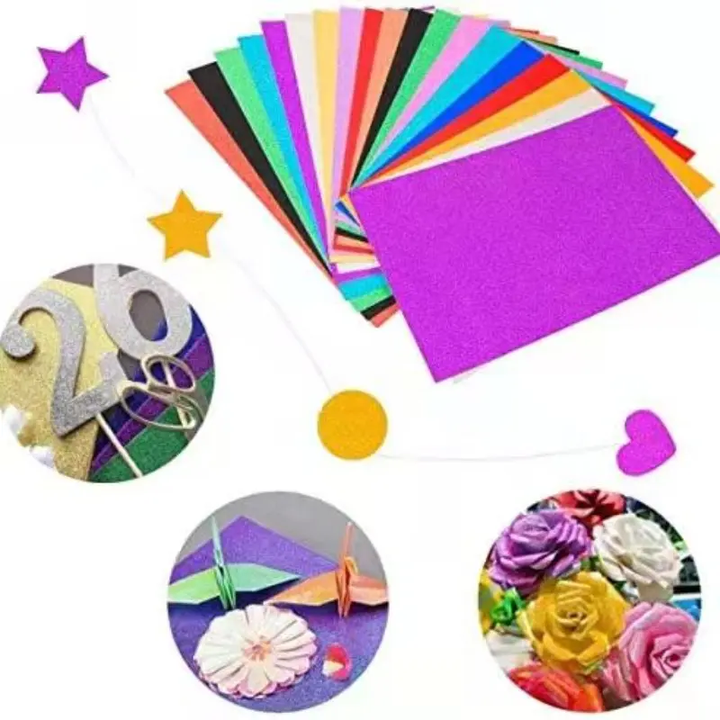 Self-Adhesive Glitter Cardstock, 20 Sheets 10 Colors, Shiny Backed Craft Paper, Decorative Paper, Ideal for Art Projects, Gift Wrapping, Card Making, Scrapbooking, Scrapbook Accessories