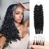 Women's Knotless Pre-Separated Burmese Curly Feather Crochet Human Hair Extensions, 26-Inch 60g per Package Lightweight Reusable Remy Human Hair Bundles, 35-50 Strands Natural Black for Knotless Install Quick Fit Casual Look
