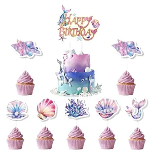 Under the Sea Theme Birthday Party Mermaid Tail Cake Topper Kids Girls Birthday Decor  Mermaid Birthday Party Cake Decoration