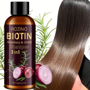 ROZINO Biotin Rosemary & Onion 3-in-1 Shampoo 100g Amber Essential Oil Bottle Strengthening Repairing Hair Care