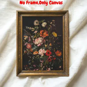 Floral Pattern Unframed Painting, Canvas Painting, Vintage Autumn Flower Painting, Wall Art for Home Living Room Bedroom Office Gallery