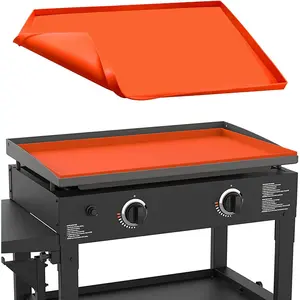 Silicone Griddle Mat Cover Heavy Duty Food Grade BBQ Grill Protector Rust Proof Non Stick Fits Blackstone Griddle Reusable Easy Clean High Visibility Orange
