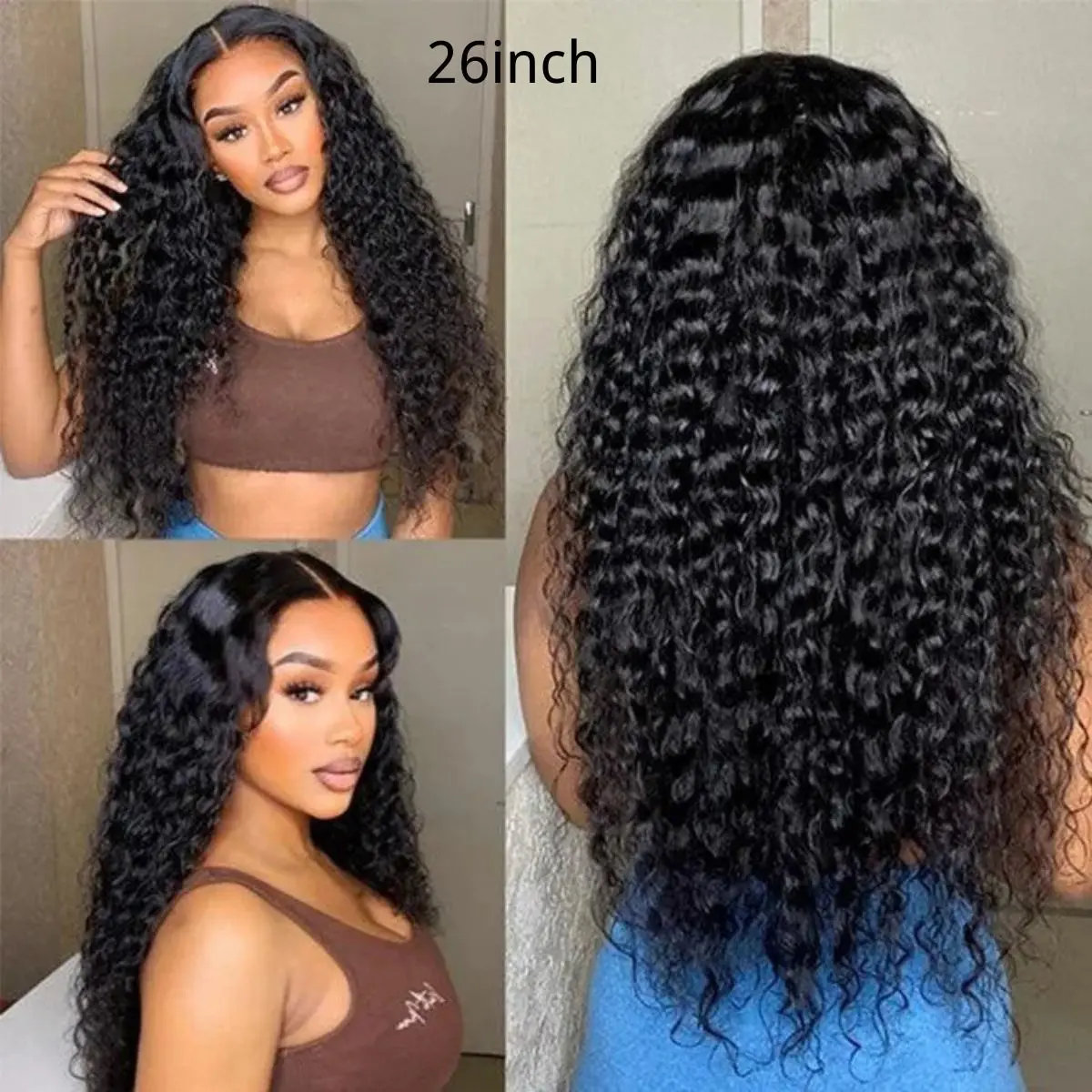 [26inch=$99] Affordable Water Wave Jerry Curly 13x4 HD Transparent Lace Front Wig Pre Plucked Hairline Pre Bleached Tiny Knots Beginner Friendly Human Hair Black Women Deep Wave Wig, Lace Closure Wigs, Silky Soft