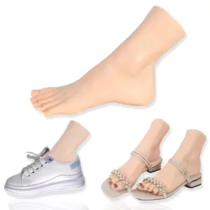 Realistic Foot Model Soft Silicone Flexible Bendable Model Manicure Tool Fake Nail Foot for Nail Tips Art Training for Home Salon DIY