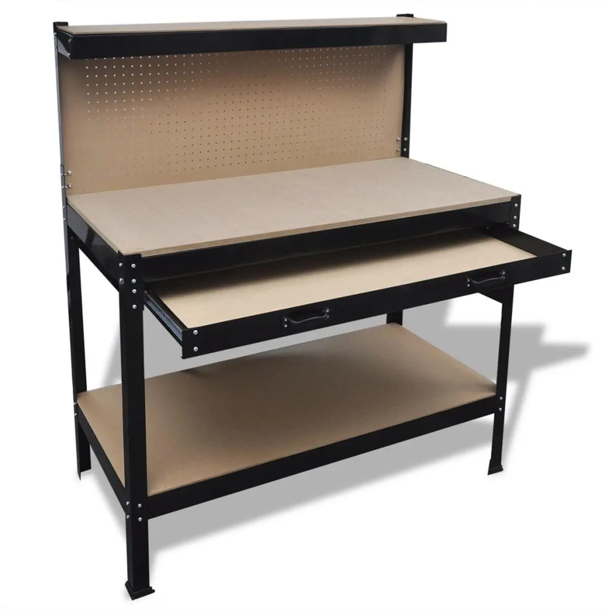 212 MAIN Heavy Duty Workbench - Multi-Functional Tool Organizer with Pegboard, Drawer, and Garage Tool Storage