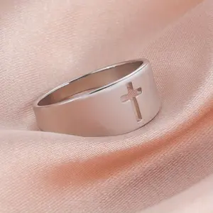 [Prayer Ring] Stainless Steel Elegant Women's Prayer Ring with Cross Cutout – Ideal for Daily Wear and Parties, Perfect Birthday Gift