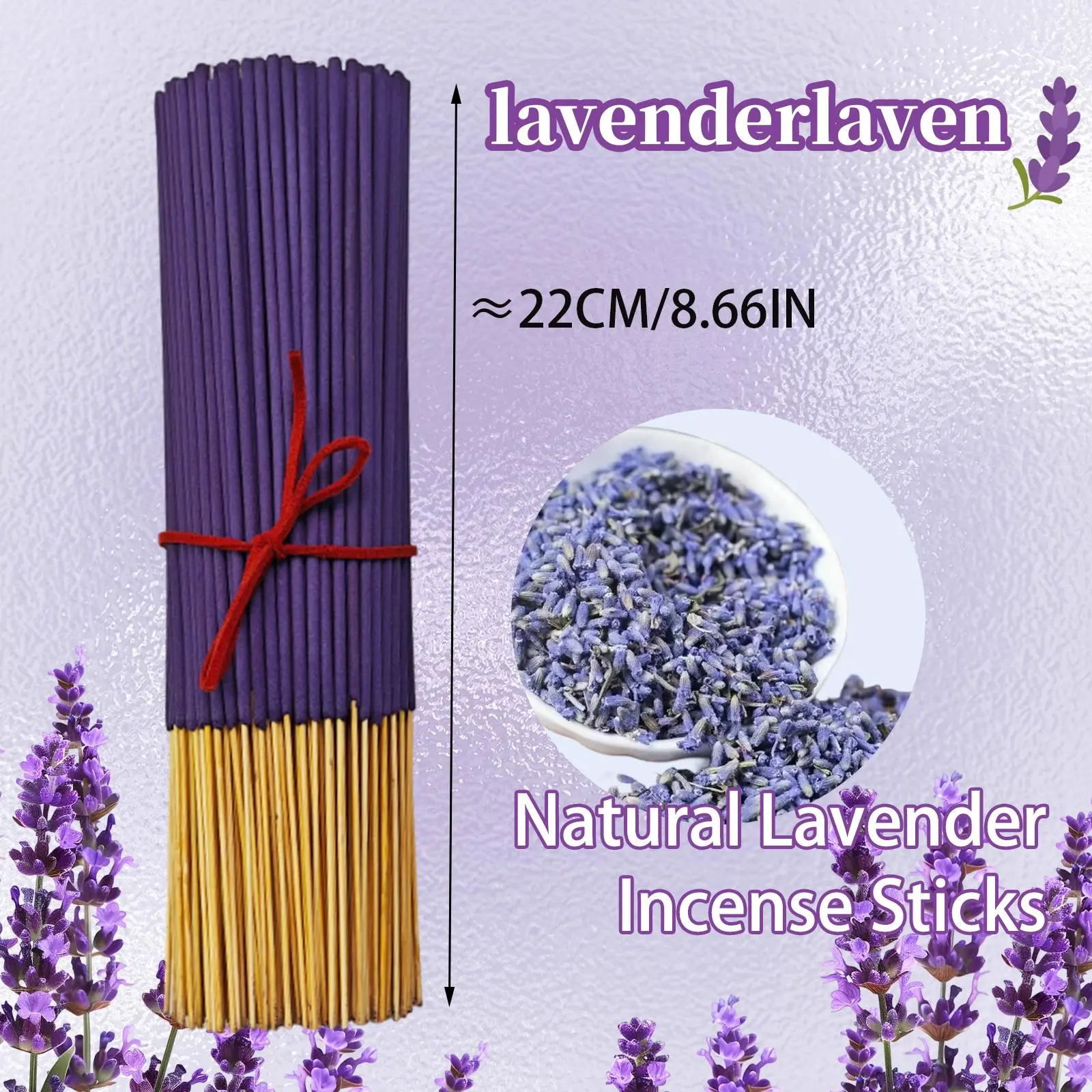 Calming Lavender Scent Incense Sticks 22cm Natural Bamboo Base Aroma Incense For Bedroom Stress Relief Multi-Size Packs