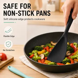 Set of 2 Cooking Spoons for Non-Stick Cookware, Multifunctional Spatula Spoon (BPA-Free), One-Piece Design, Ideal for Scooping, Scraping, Serving, and Mixing