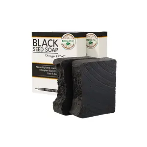 BioNatal Orange & Mint Black Seed Soap 2-Pack (4.2oz Each) | Handmade Natural Body Bar with Ethiopian Nigella Sativa Oil & Ground Black Seeds | Citrus Mint Essential Oil Scent | Low-Foam Deep Clean Feel for Oily Skin | No Synthetic Fragrance