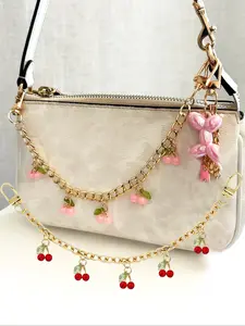 Elegant Cherry Decor Chain Bag Charm, Bag Underarm Cherry Bag Purse Charm Bag Chain Charm Bag Decoration Accessories Charms For Bags Cherry Decorative Bag Chain Charms Zinc Alloy Extension Strap, Versatile Handbag Accessory, Fashion Bag Charms