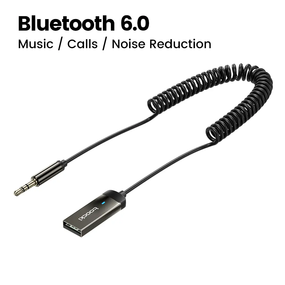 Toocki Bluetooth 6.0 Wireless Aux Adapter - 3.5mm Bluetooth Receiver with Built-in Microphone, USB-to-3.5mm Jack Kit for Hands-Free Calls, Vehicle & Home Audio System Accessories (Manufacturer Warranty), Manufacturer Warrenty