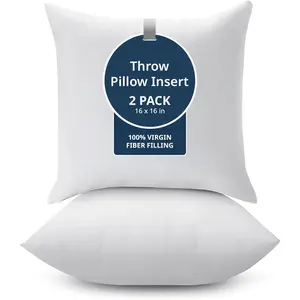 Throw Pillow Insert - Pack of 2 16x16 Pillow Inserts for Decorative Pillow Covers, Throw Pillows Insert for Couch - White
