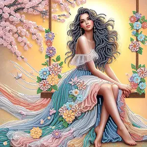 5D Diamond Painting Kit Goddess on the swing DIY Special Shape Crystal Rhinestone Partial Drill Diamond Art Embroidery Bead Mosaic Crafts Handmade Wall Decor Painting Gift for Adult and Beginner