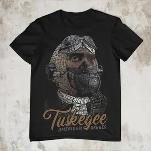 Tuskegee distorted names American Heroes T-Shirt Men's Streetwear Top with Graphic Design