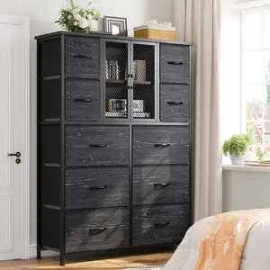 Raybee Dresser for Bedroom with Mesh Door, with 10 Fabric Drawer ,Metal Frame,Wood Top,for Closet,Entryway,Living Room Raybee Dresser for Bedroom with Mesh Door, with 10 Fabric Drawer ,Metal Frame,Wood Top,for Closet,Entryway,Living Room