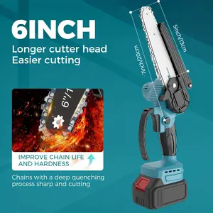 Mini Chainsaw, 6-Inch Electric Chainsaw Cordless, Brushless Portable Handheld Small Chain Saw with 2 Batteries, for Wood Cutting/TreeTrimming/Courtyard