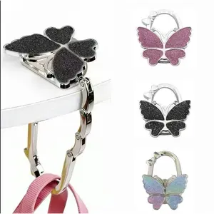 Portable Foldable Butterfly Bag Hanger for Table - Desk Purse Hook Holder - Travel Essential Purse Accessory