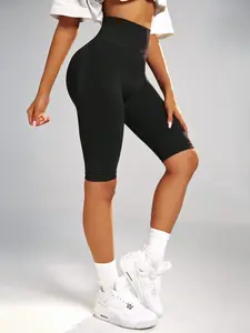 Sexy Plain Fashion Slim Fit High Waist Five-Quarter Shorts for Women, Seamless Skinny Shorts, Ideal for Inner Wear, Summer Outdoor, All Season Indoor