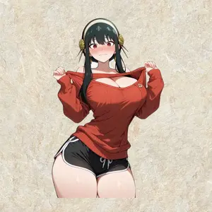 Yor Forger Blushing Vinyl Sticker, Waifu Moment in Casual Red Sweater, Cute Decor for Laptop and Journal