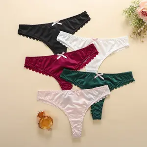 Women's 5pcs Bow Decor Lace Panty,Soft Breathable Comfortable Knicker, Panties for Women, Womenswear for Spring Summer, Underwear Women, Women's Underwear Bottoms, Pastel Thongs, Fashion Panties,Breathable Comfy Underwear