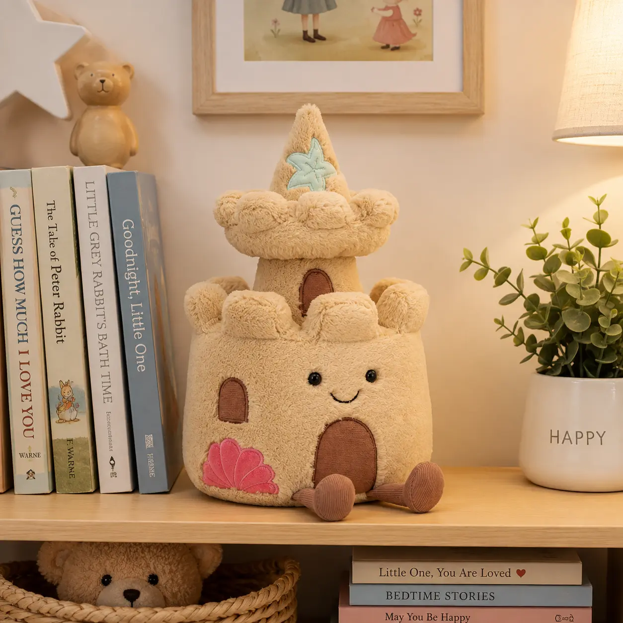 Cute Castle Plush Toy 10 Inch (25 cm), JELLYCAT Soft Sandcastle Stuffed Animal, Beach Theme Plushie for Kids, Teens & Home Decor