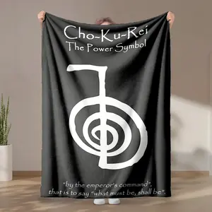 1 piece Cho-Ku-Rei Energy Symbol and Its Meaning themed flannel blanket - All-season flannel blanket, suitable for sofas and beds, super soft and comfortable, modern design, digitally printed pattern, 100% polyester material, machine washable