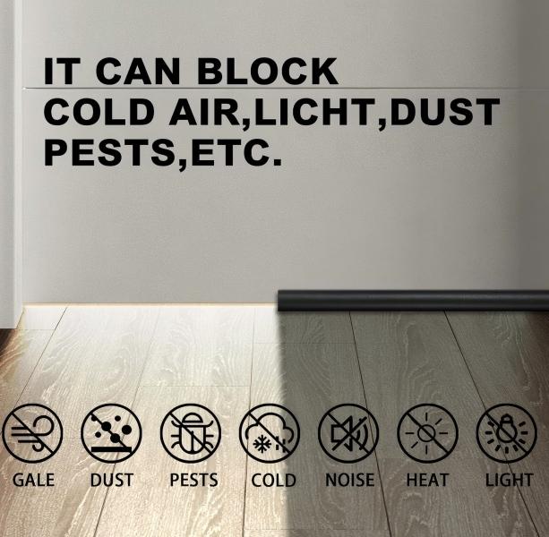 96cm Black Twin Door Draft Stopper, Cuttable Washable Under Door Noise Blocker, Windproof Dustproof Door Bottom Seal Strip, Party Gift Home Accessory