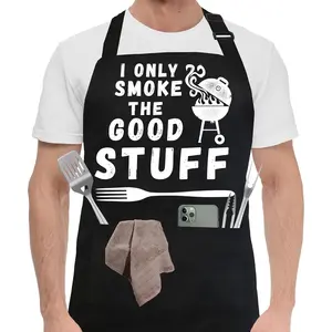 Funny Aprons for Men, BBQ Dad Apron with 2 Pockets Adjustable Neck Strap Cooking Grill Kitchen Aprons-Cool Father Birthday Christmas Gifts for Guys, Dad, Husband