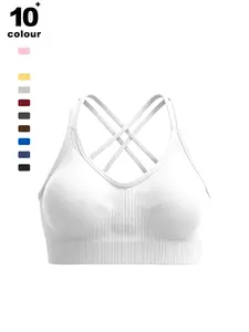 Women's Criss Cross Backless Sports Bra, Solid Color Breathable Comfortable Yoga Bra, Ladies Sportswear for Indoor Outdoor Wear